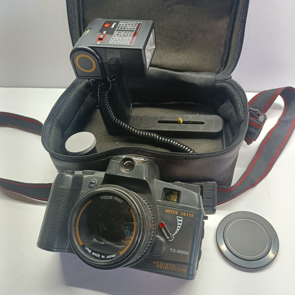 Canon Motor Drive TC-5000 35mm Film Red‎ Eye Reduction With Floodlight Untested